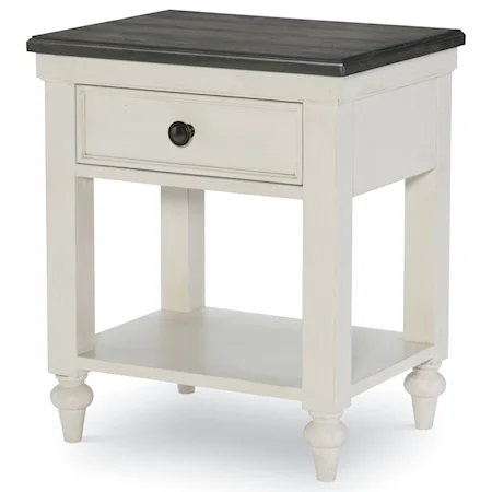 1-Drawer Nightstand with USB Charging Port and Motion Activated LED Light
